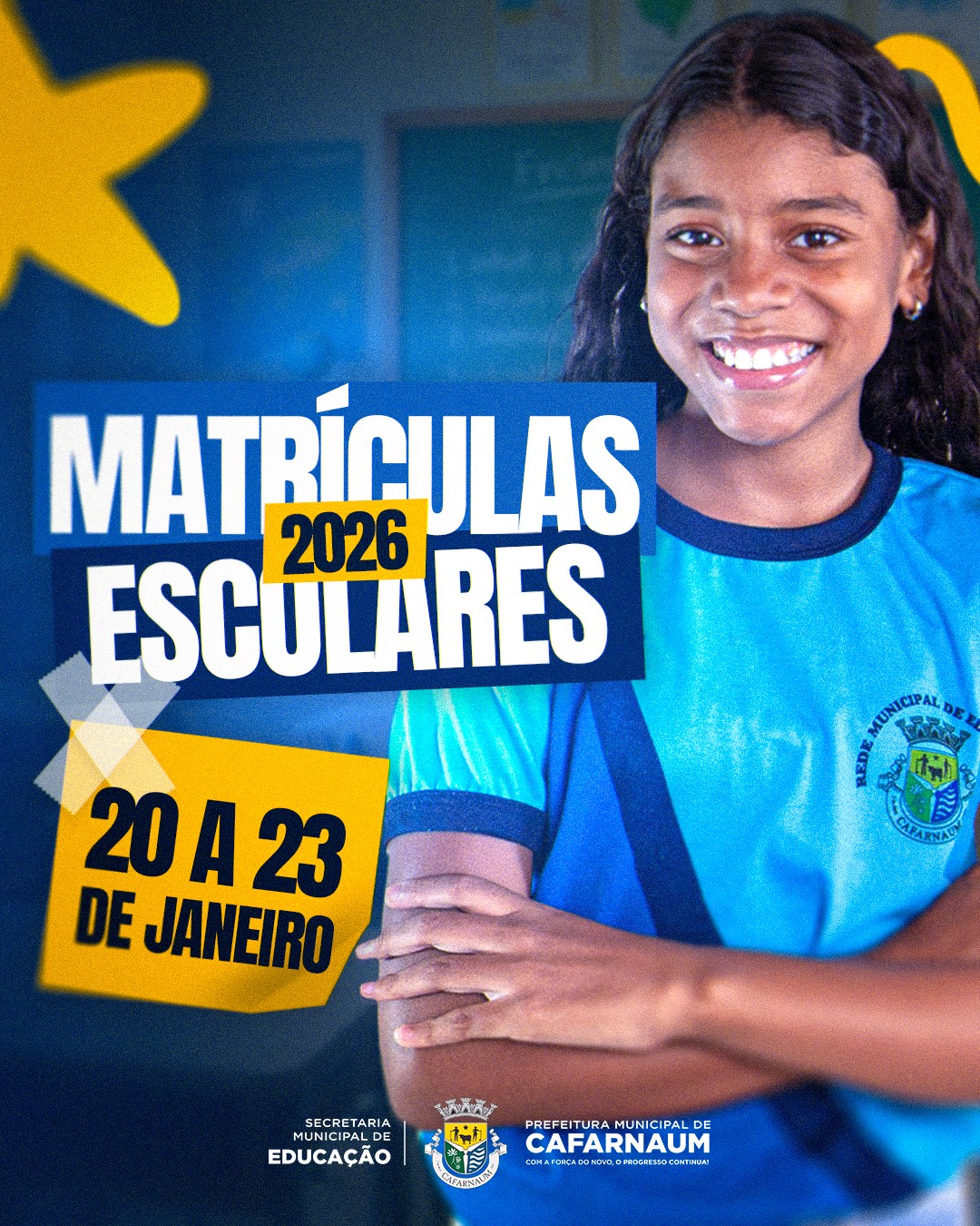 MATRÍCULAS ESCOLARES DO ANO 2026 - REDE MUNICIPAL. 20 A 23 DE JANEIRO 2026