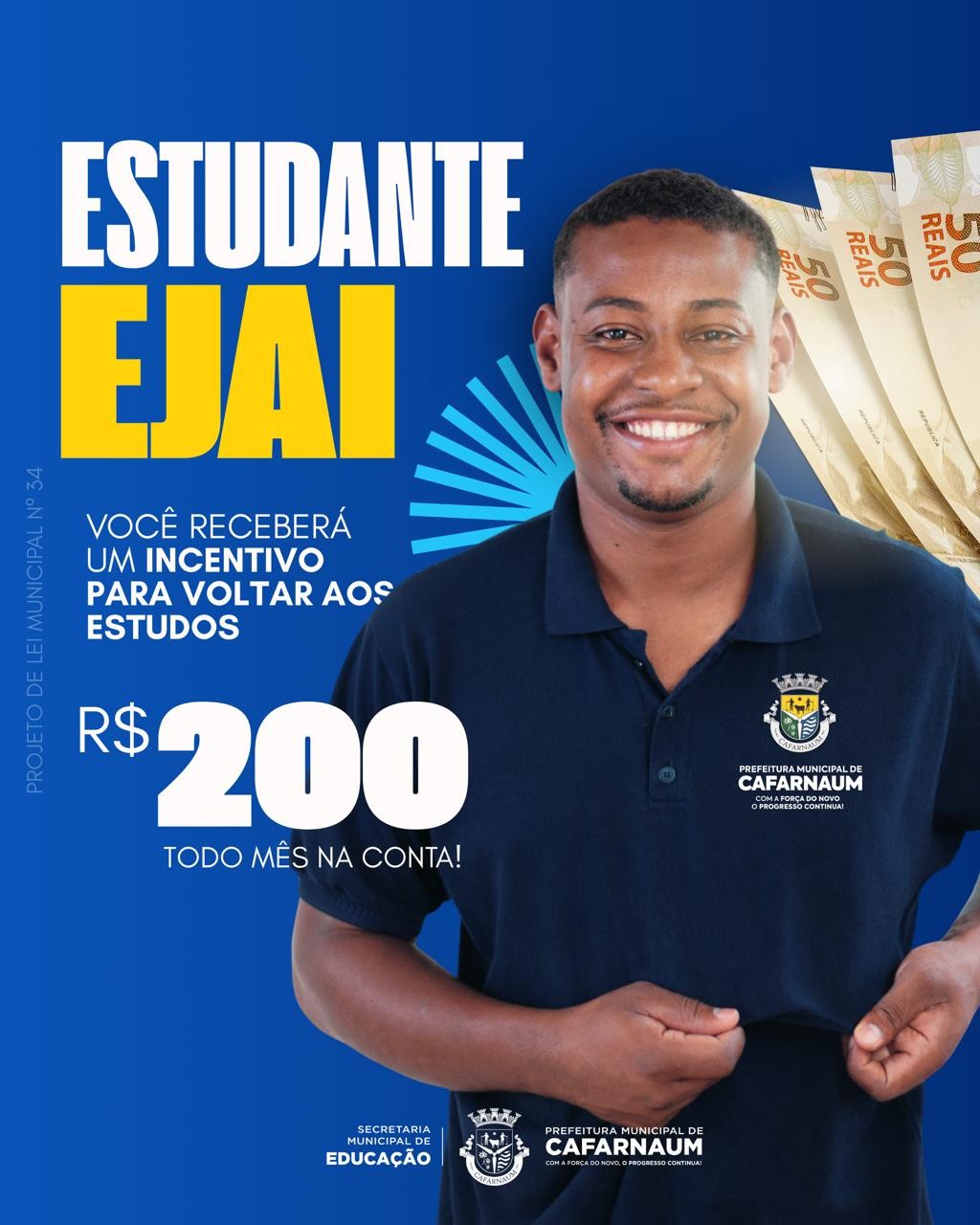 Prefeitura de Cafarnaum cria Programa Bolsa Permanência.